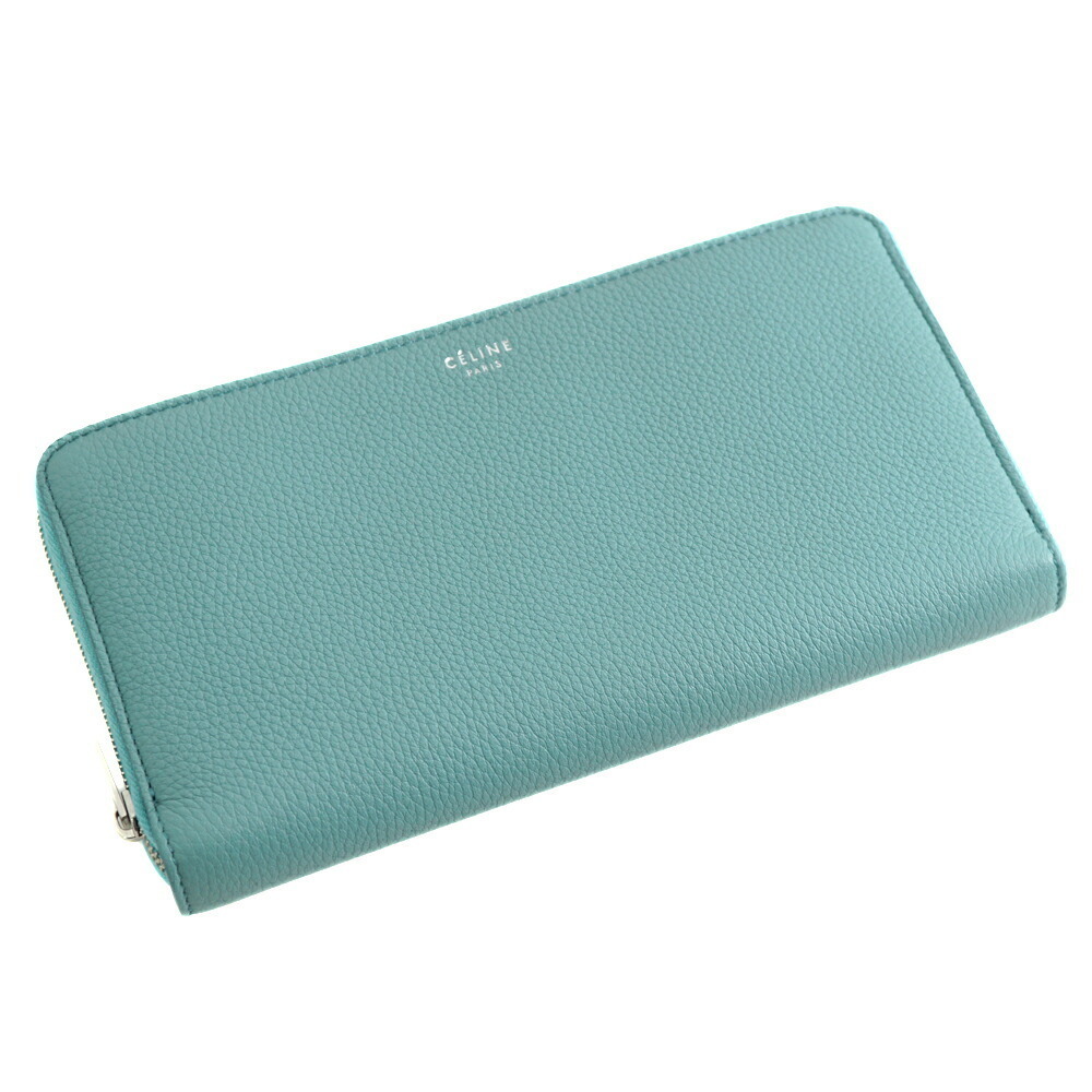 Celine Long Gray Turquoise Around Leather Wallet Zip Blue - Picture 2 of 8
